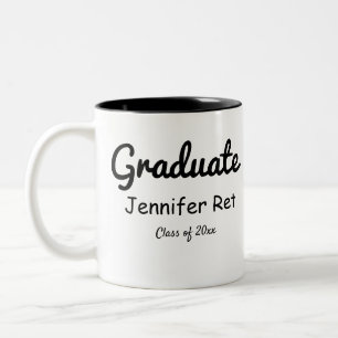 Tasse 2 Couleurs simple café de graduation de calligraphie noire mi