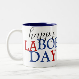 Tasse 2 Couleurs Simple Elégant Joyeux Fête du Travail Rouge Blanc