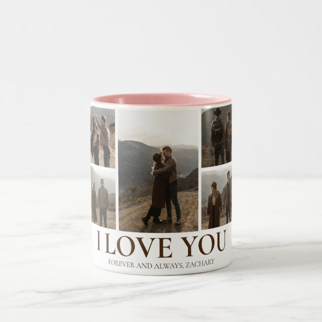 Tasse 2 Couleurs Simple Elegant Love valentine's day couple 5 photo (Centre)