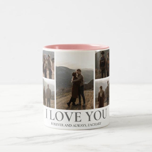 Tasse 2 Couleurs Simple Elegant Love valentine's day couple 5 photo (Centre)