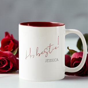 Tasse 2 Couleurs Simple Galentine's Day Minimaliste Chic Script