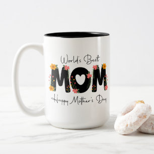 Tasse 2 Couleurs Simple Meilleure Maman du Monde Calligraphie pour 