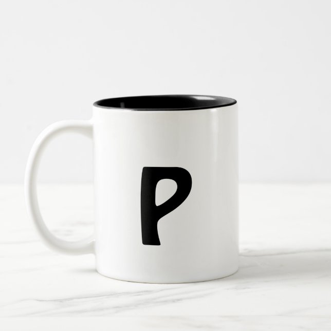 Tasse 2 Couleurs simple minimal add your text monogram photo    cof (Gauche)