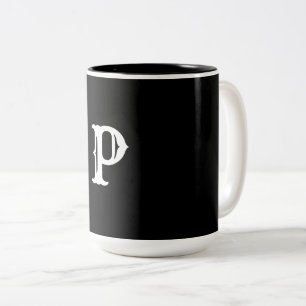 Tasse 2 Couleurs simple minimal ajoutez votre texte monogramme phot