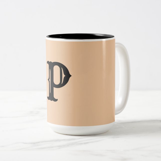 Tasse 2 Couleurs simple minimum ajouter votre texte monogramme phot (Devant droit)