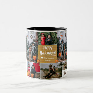 Tasse 2 Couleurs Simple moderne Happy Halloween photo collage famil
