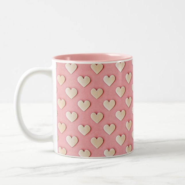 Tasse 2 Couleurs Simple Moderne Jolis Cœurs Rose Saint-Valentin (Gauche)