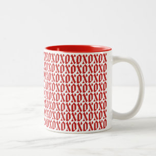 Tasse 2 Couleurs Simple Motif moderne XOXO Saint Valentin Amour