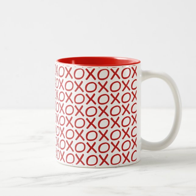 Tasse 2 Couleurs Simple Motif moderne XOXO Saint Valentin Amour (Droit)