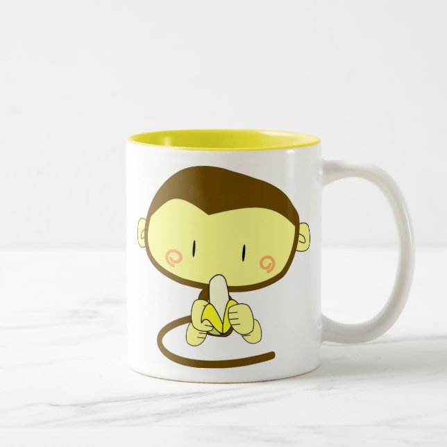 Tasse 2 Couleurs Singe avec la banane (Droit)