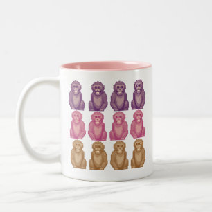 Tasse 2 Couleurs Singe colorés de style pixel whimsique