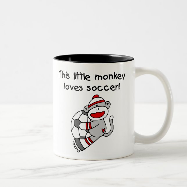 Tasse 2 Couleurs Singe de chaussette du football (Droit)
