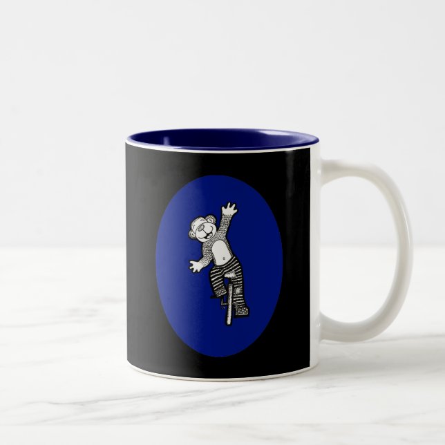 Tasse 2 Couleurs Singe de monocycle d'amusement (Droit)