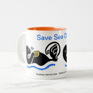 Tasse 2 Couleurs Sipping coffee -Save Sea OTTERS - Wildlife warrier