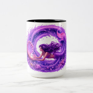 Tasse 2 Couleurs Sirène Chercheuse de Perle Violette Art Fantastiqu