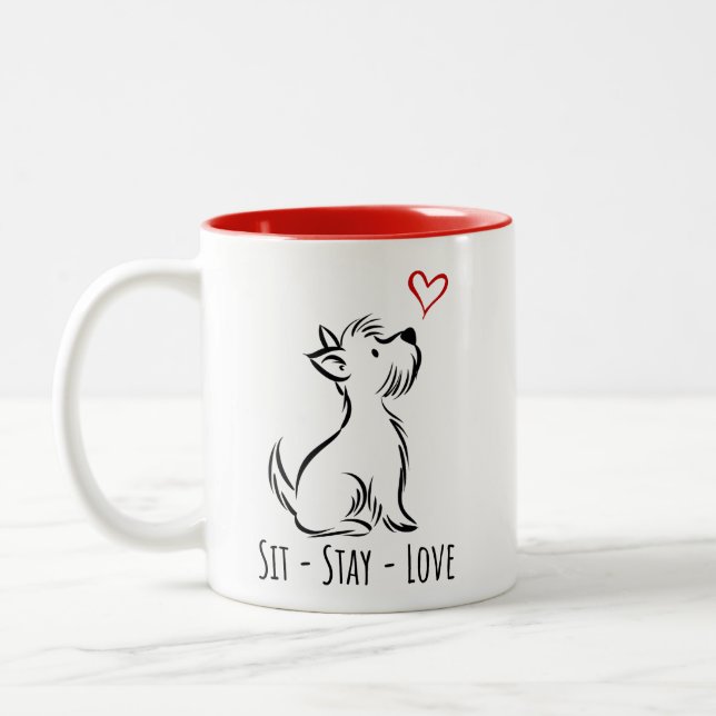 Tasse 2 Couleurs Sit-Stay-Love Westie (Gauche)