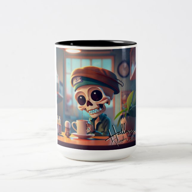 Tasse 2 Couleurs Skeleton d'Halloween #2 (Centre)