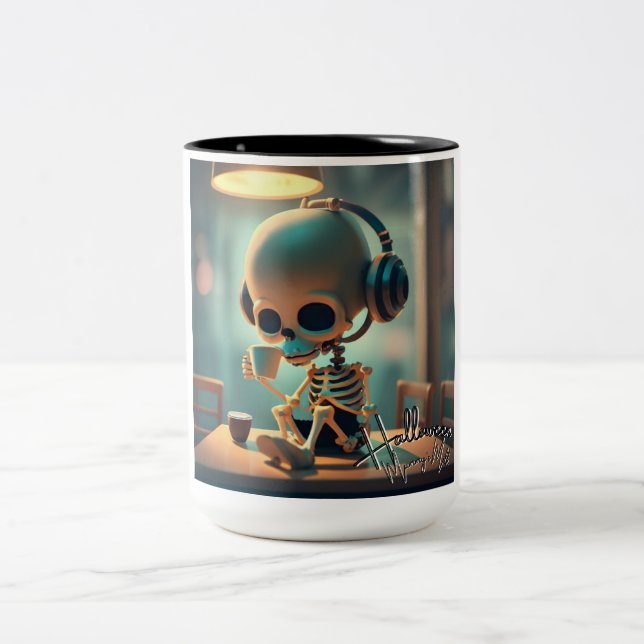 Tasse 2 Couleurs Skeleton d'Halloween #3 (Centre)