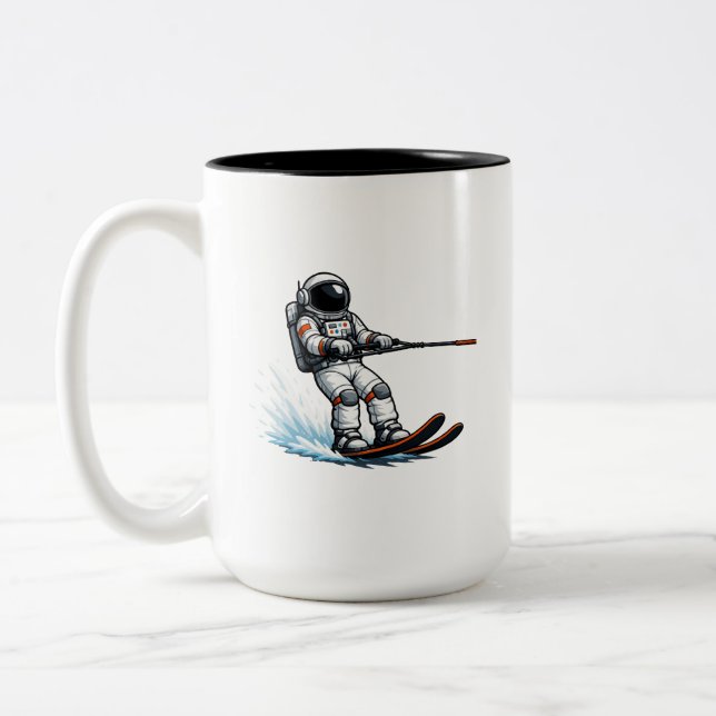 Tasse 2 Couleurs Ski aquatique d'astronaute (Gauche)