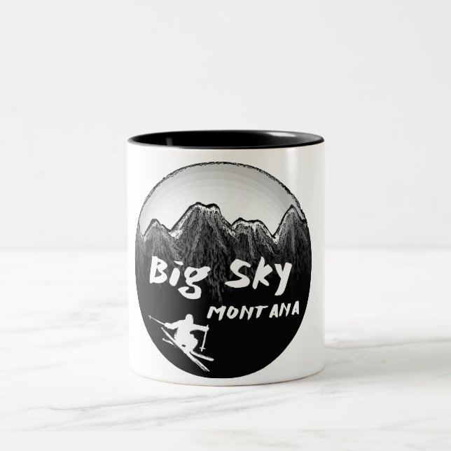 Tasse 2 Couleurs Ski artistique Big Sky Montana (Centre)