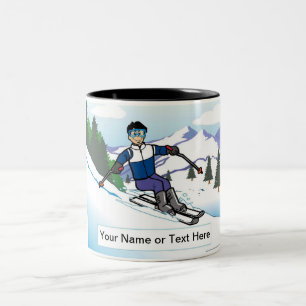 Tasse 2 Couleurs Ski de neige personnalisé - Cartographie masculine