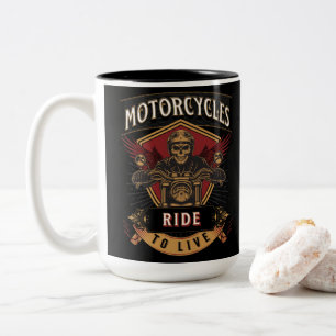 Tasse 2 Couleurs Skull Ride Cycles moteurs, Ride To Live