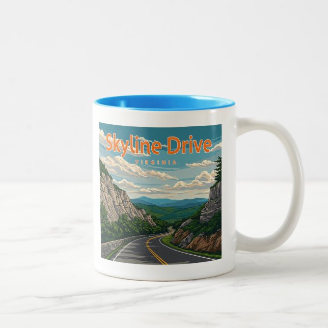 Tasse 2 Couleurs Skyline Drive Virginia Paysage (Droit)