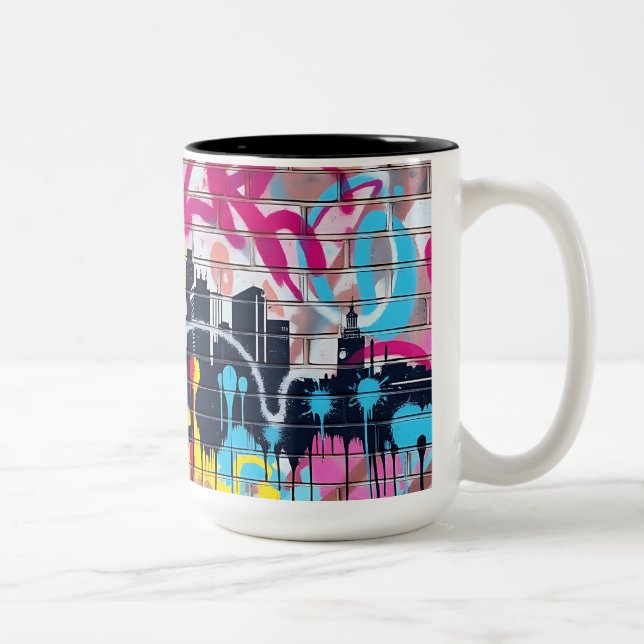 Tasse 2 Couleurs Skyline urbain peint en Spray (Droit)