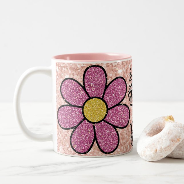 Tasse 2 Couleurs smell the flower , Floral Sparkle Aesthetic Gift (Avec donut)