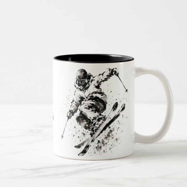 Tasse 2 Couleurs Snowboard Brush Art - Skier Light (Droit)