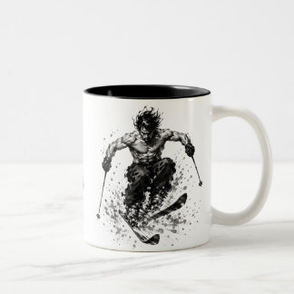 Tasse 2 Couleurs Snowboard Brush Art - Skier Samurai Musashi