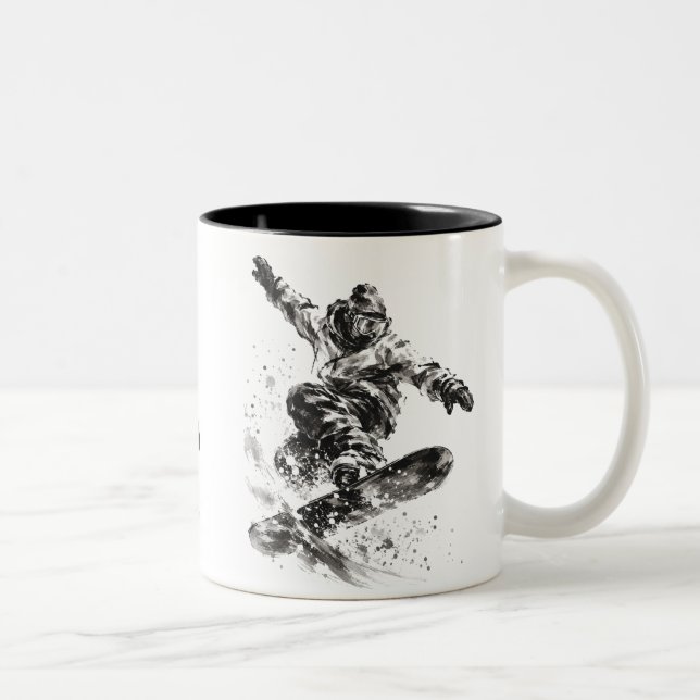 Tasse 2 Couleurs Snowboard Brush Art - Snowboarder Light (Droit)