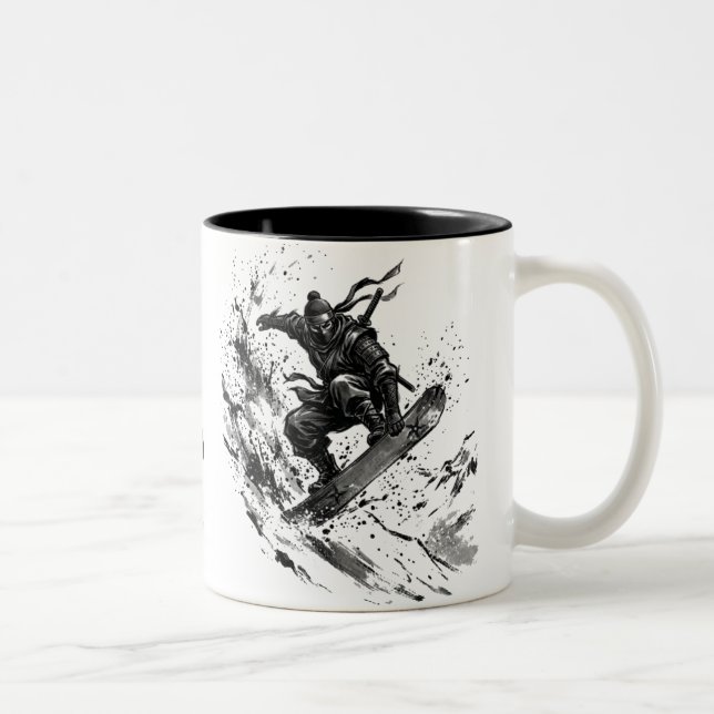 Tasse 2 Couleurs Snowboard Brush Art - Snowboarder Ninja (Droit)