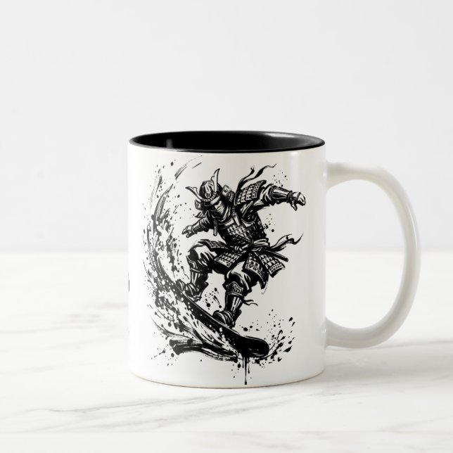 Tasse 2 Couleurs Snowboard Brush Art - Snowboarder Samurai (Droit)