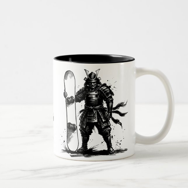 Tasse 2 Couleurs Snowboard Brush Art - Snowboarder Standing Samurai (Droit)