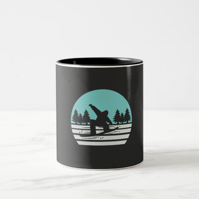 Tasse 2 Couleurs Snowboard Retro Vintage (Centre)