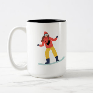 Tasse 2 Couleurs Snowboardeur avec une veste de chat