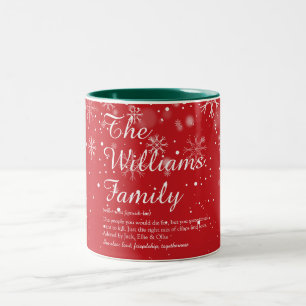 Tasse 2 Couleurs Snowflakes de vacances Script de définition de fam