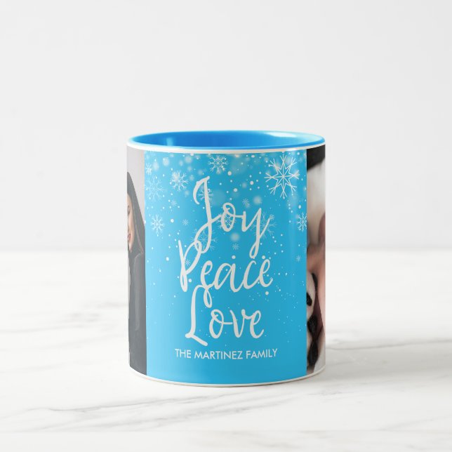 Tasse 2 Couleurs Snowflakes Photo et nom (Centre)