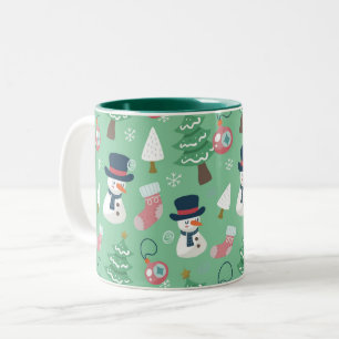 Tasse 2 Couleurs Snowman Christmas Mug, Festive Holiday Coffee Cup
