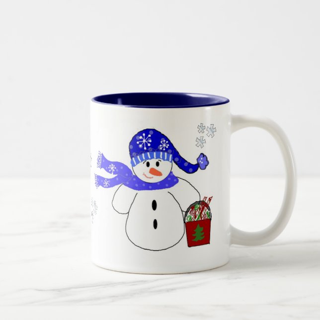Tasse 2 Couleurs Snowman De Vacances Avec Bonbons (Droit)