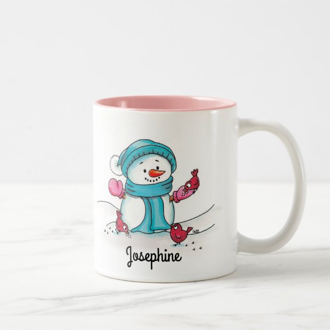 Tasse 2 Couleurs Snowman Mug, Pink - Gerda Steiner (Droit)