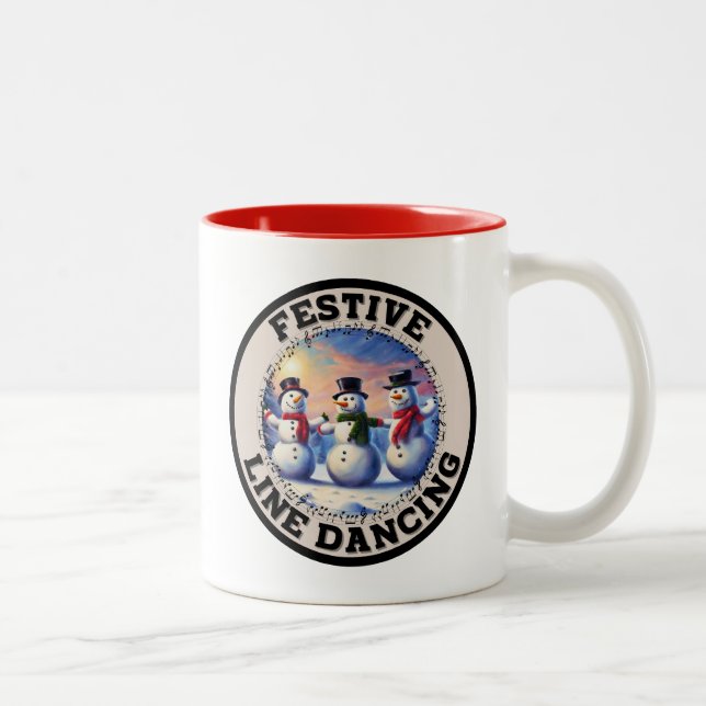 Tasse 2 Couleurs Snowmen Festif Line Dancing (Droit)