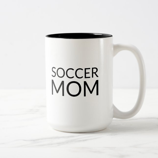 Tasse 2 Couleurs Soccer Maman, noir blanc céramique (Droit)