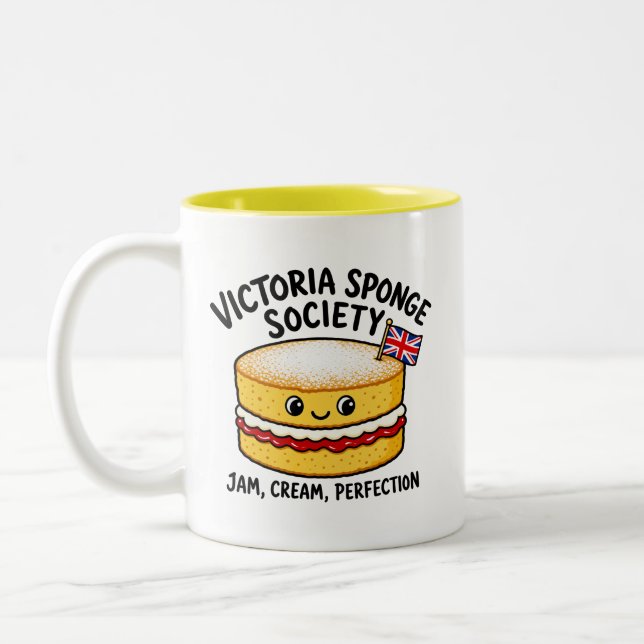 Tasse 2 Couleurs Société Victoria Sponge Gâteau Drôle (Gauche)