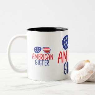 Tasse 2 Couleurs Soeur des lunettes de drapeau américain