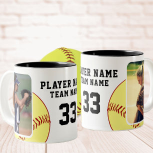 Tasse 2 Couleurs Softball Player Name Number Team 2 Photos