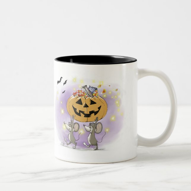 Tasse 2 Couleurs Soins Citrouilles d'Halloween pour Mic & Mac (Droit)