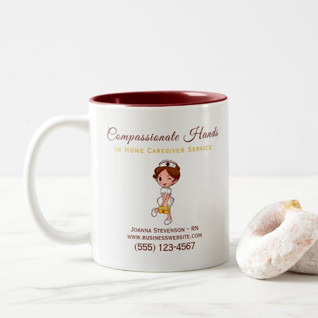 Tasse 2 Couleurs Soins infirmiers à domicile (Avec donut)