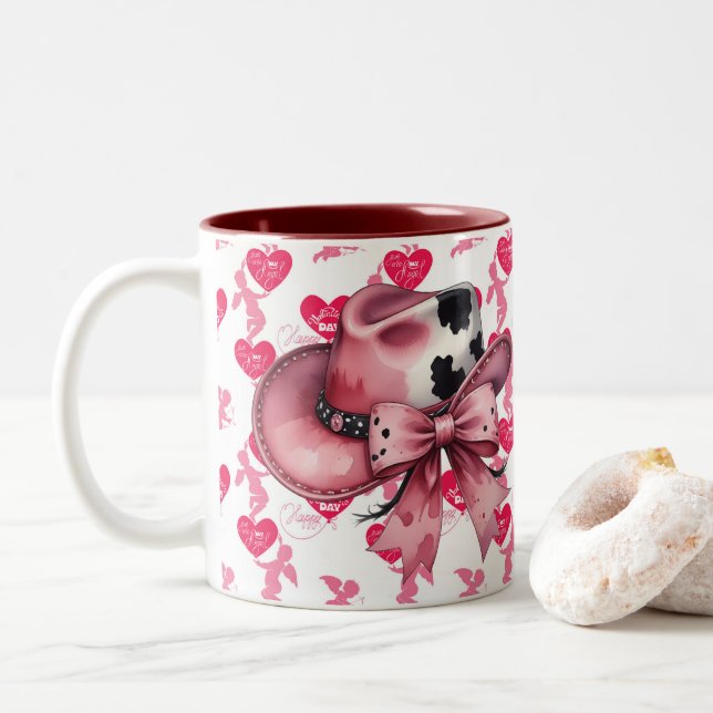 Tasse 2 Couleurs Sois ma Saint-Valentin de campagne (Avec donut)